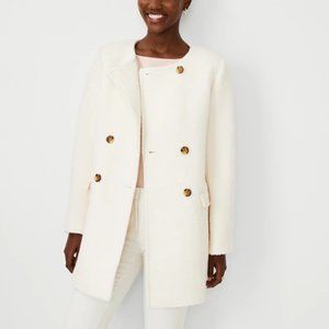 Ann Taylor Cream Double-Breasted Blazer